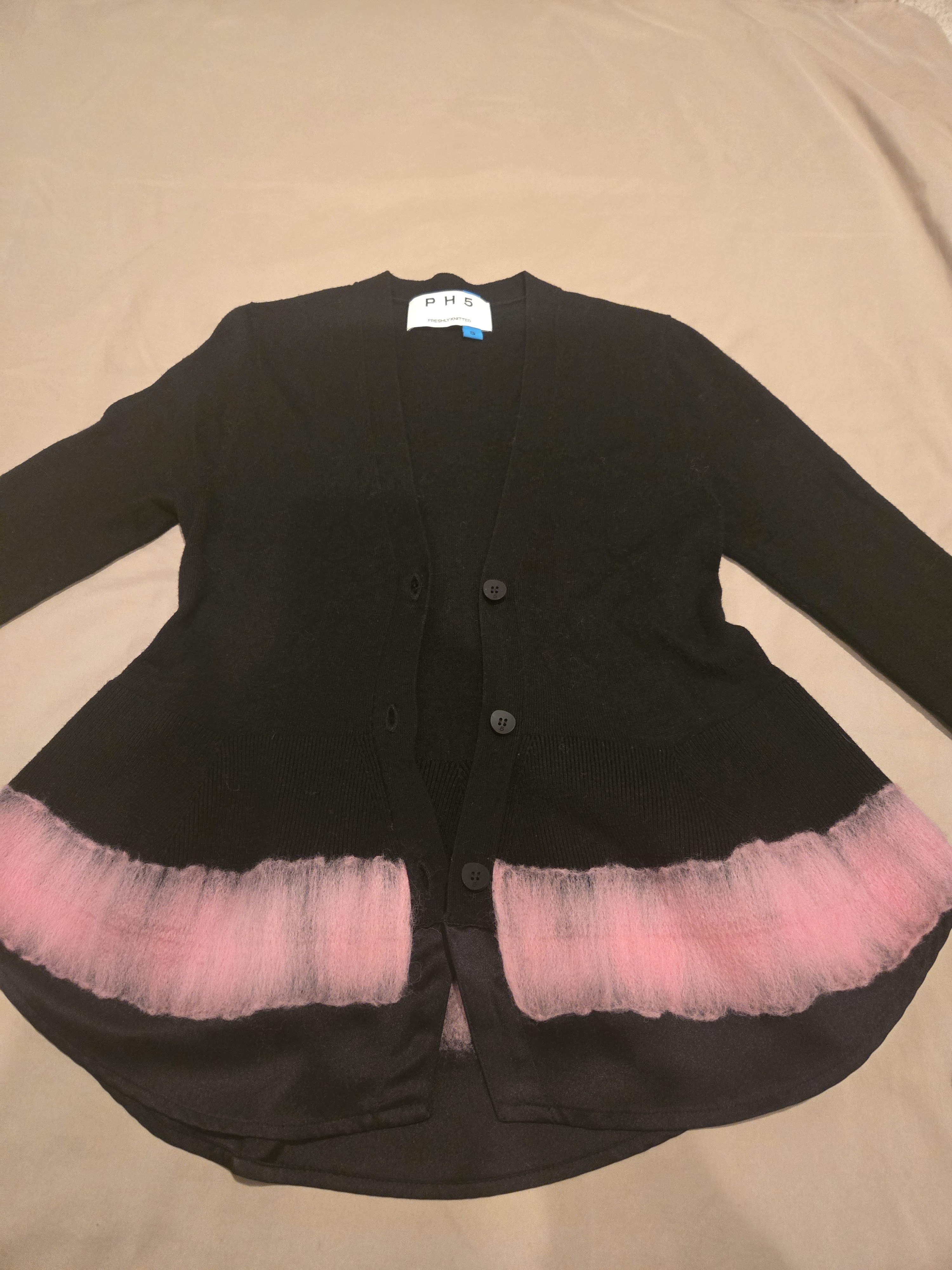 Ph5 Black Cardigan With Pink Trim
